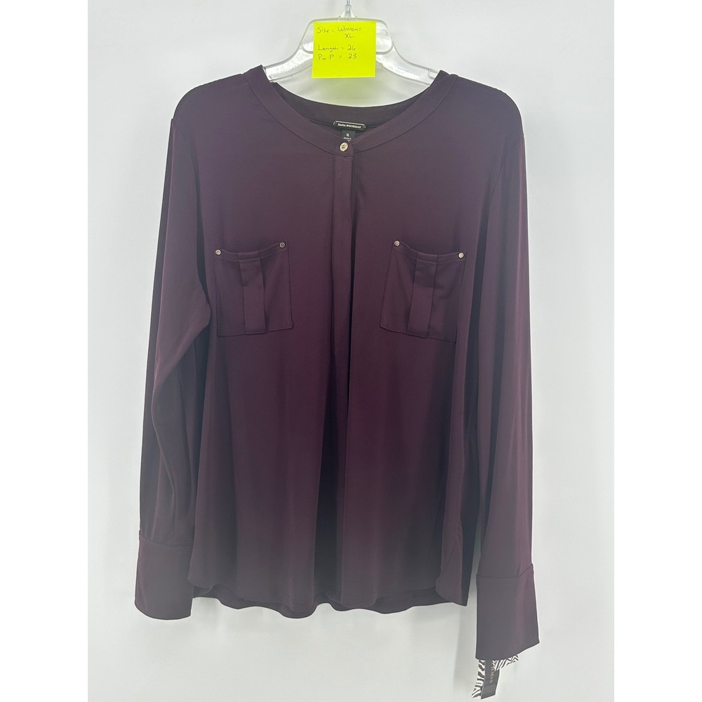 Dana Buchman Womens XL Aubergine Purple Long Sleeve‎ Utility Blouse DM33146 NEW